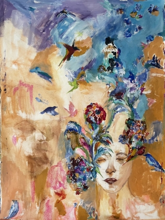 Size:22*30 inches 
Medium: mixed media on paper